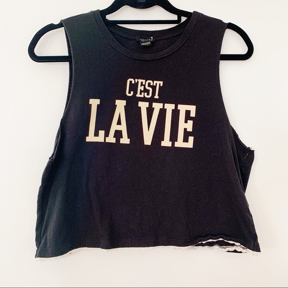 Forever 21 C’est La Vie Sleeveless Crop Top